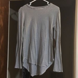 navy strip long sleeve shirt with elbow patches